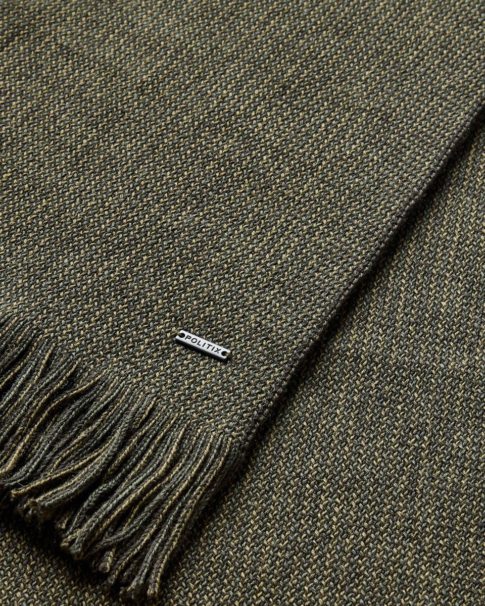 Khaki Marle Wool Blend Knitted Scarf